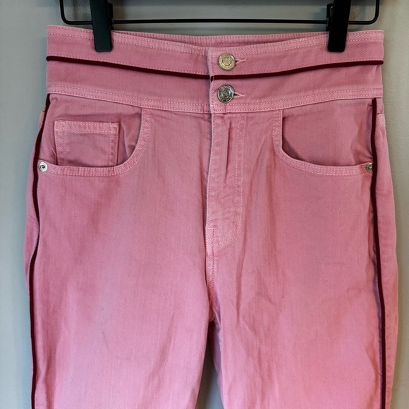 Current/Elliott Pink Wide Leg Double Button Piped Petal Pink Jeans Size 26 - Picture 4 of 7